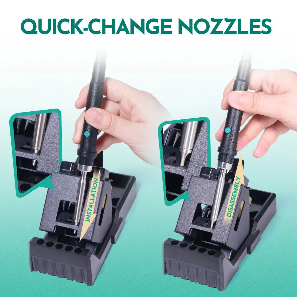 YIHUA 992D-II 2 in1 Tool Nano Hot Air Pencil Precision Soldering Rework Station and C210 Soldering Iron with Dynamic LCD Display