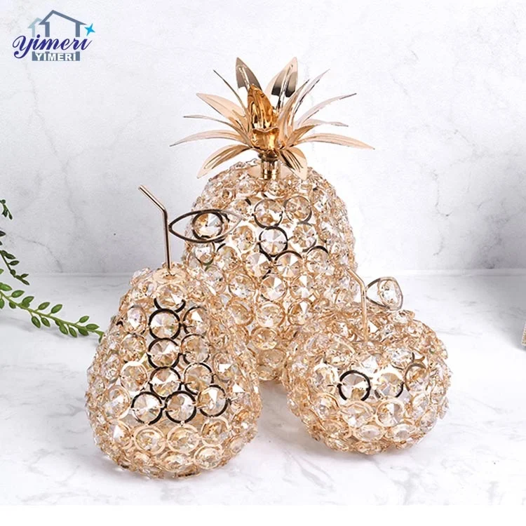 crystal craft metal apple pear pineapple shape decoration fruit ornament christmas gift