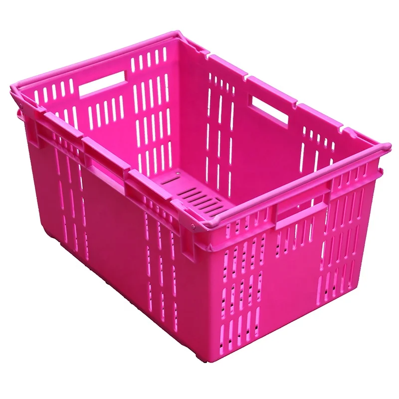 JOIN Virgin PP Plastic Fruit Crate Container Eco-friendly Market Mesh Nest Stackable Storage Durable Basket for Farm Use