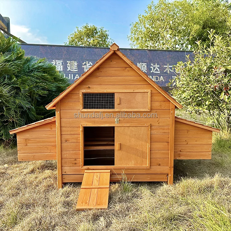 SDC002XL-D Easy Cleaning Wooden Chicken Coops hen house cage with Large Run Poultry Farm