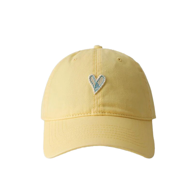 Korean 56-58cm Sunscreen Breathable Soft Top Dad Hats Snapback Cap Cute With Love Cotton Baseball Cap For Girls