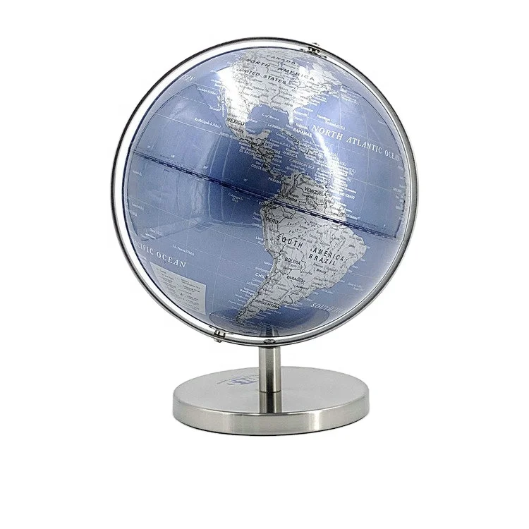 
blue color map pvc world globe metal base for office decoration 