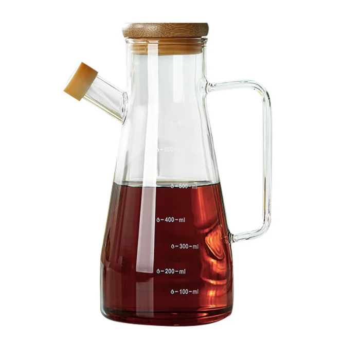 Glass oil pot leak proof and measurable soy sauce bottle vinegar bottle small oil bottle oil tank household kitchen supplies