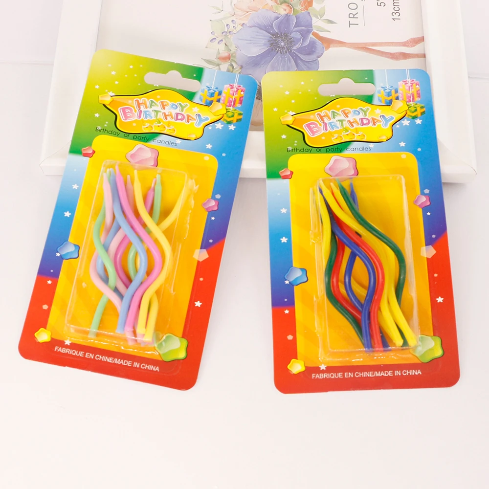 Wholesale Rainbow Color Wave Shaped Birthday  Cake Candles