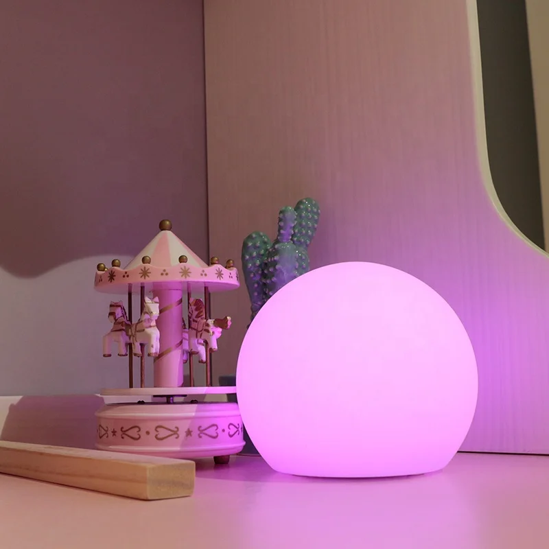 Color changing wireless cute night light 15cm usb charging smart moon shaped lamp led