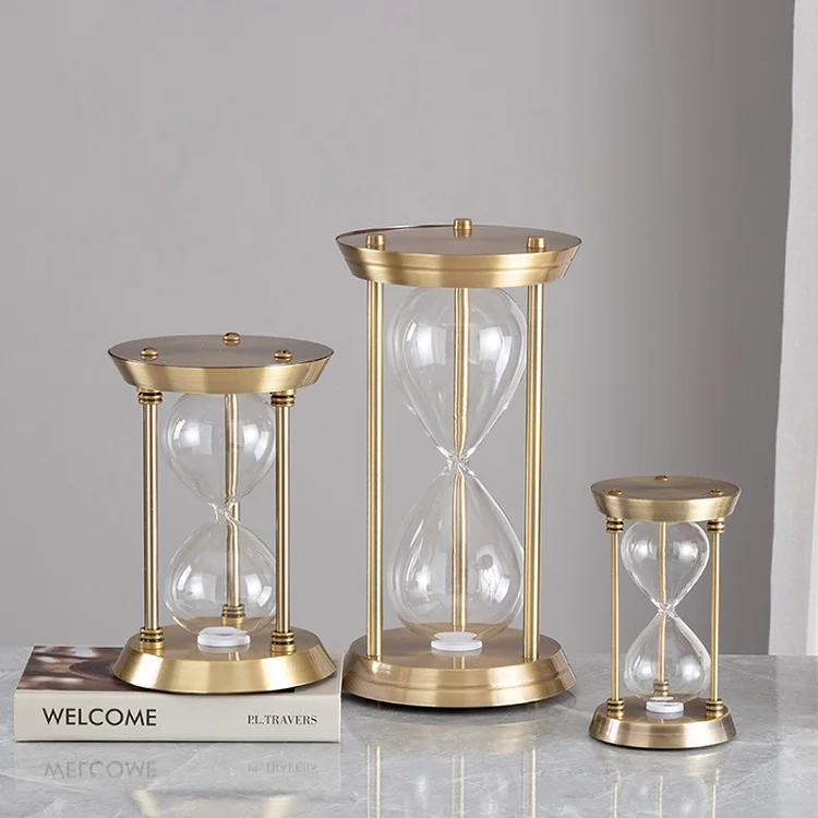 Custom Empty Hourglass Fillable DIY Antique Metal Crafts Brass Hour Glass Wedding Sand Timer Clock