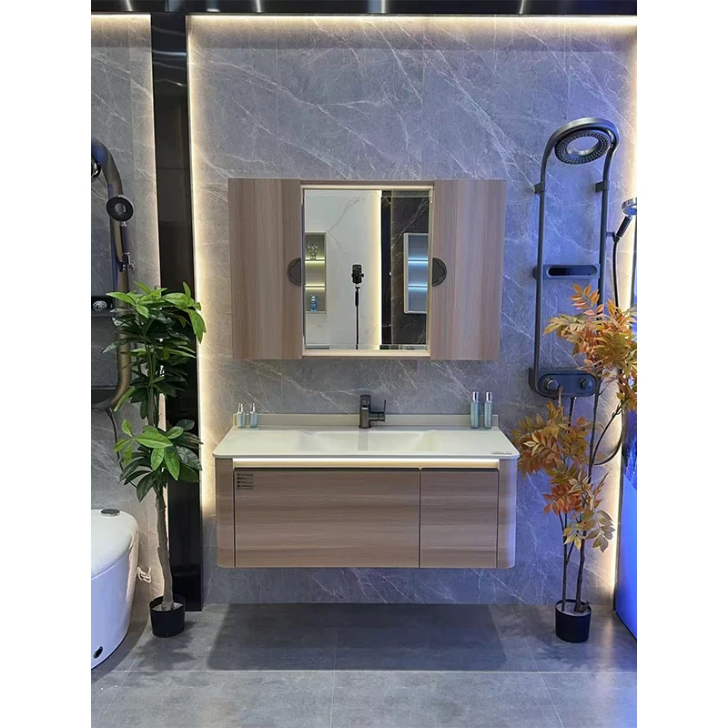 Qualified wall-mounted Large capacity sideboard solid wood bathroom cabinet bathroom vanity