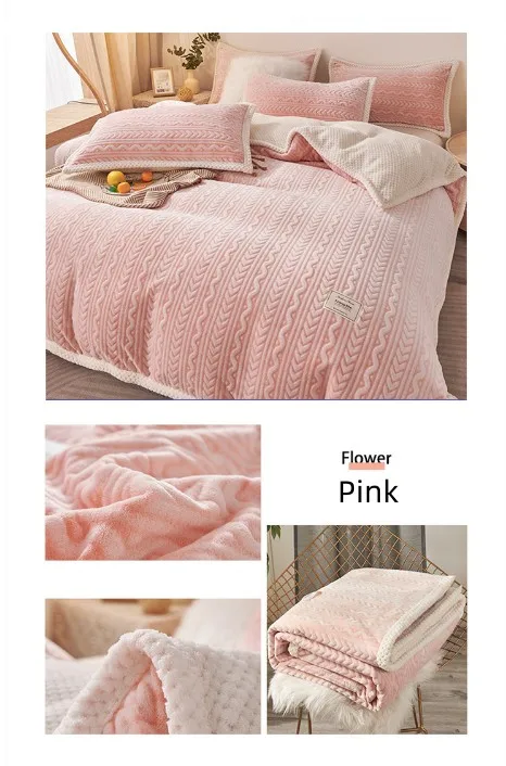 Luxury Soft Flannel Fleece Solid Color King100 Polyester Striped Chunky Knit Throw Blanket Bedspread Plush Baby Sofa The Blanket