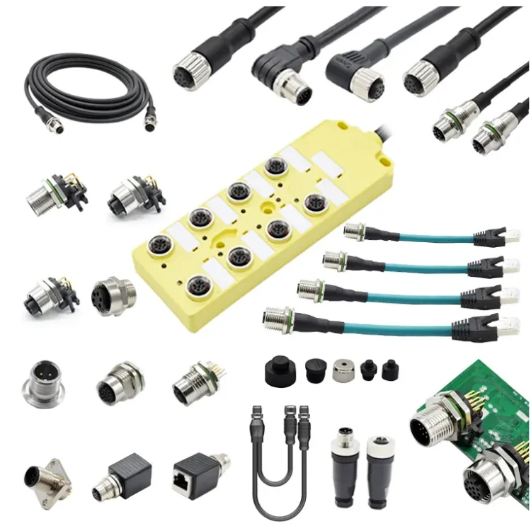 M12 Y Type Connector 1 Male to 2 Female Splitter Adaptor IP68 Waterproof Connector Nmea2000 Connector