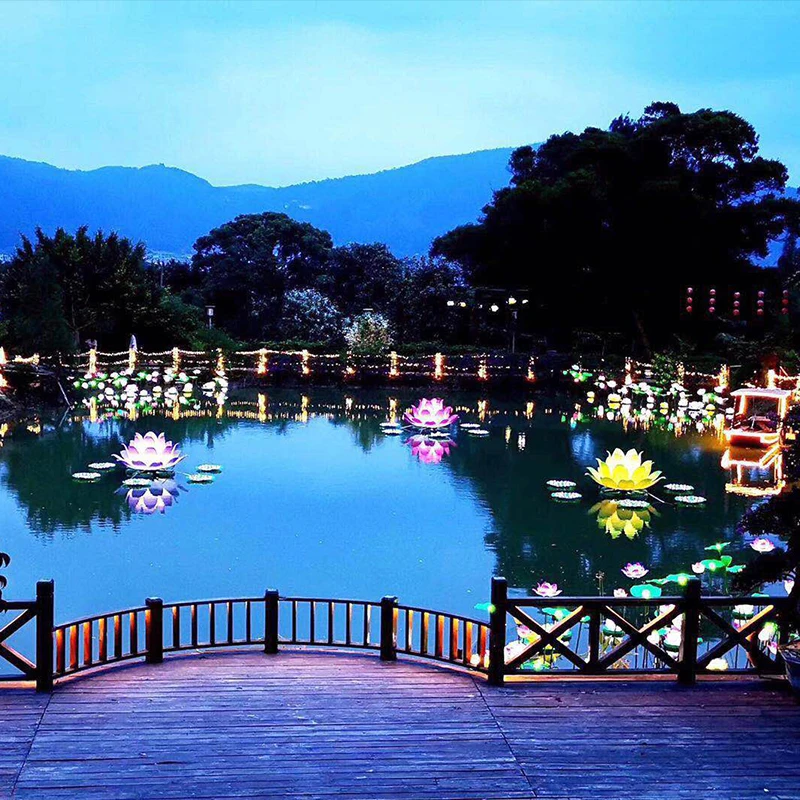 6pcs Set Waterproof Led Lotus Flower Garden Pool Pond Lake Decoration Glowing Lighting Light for Events