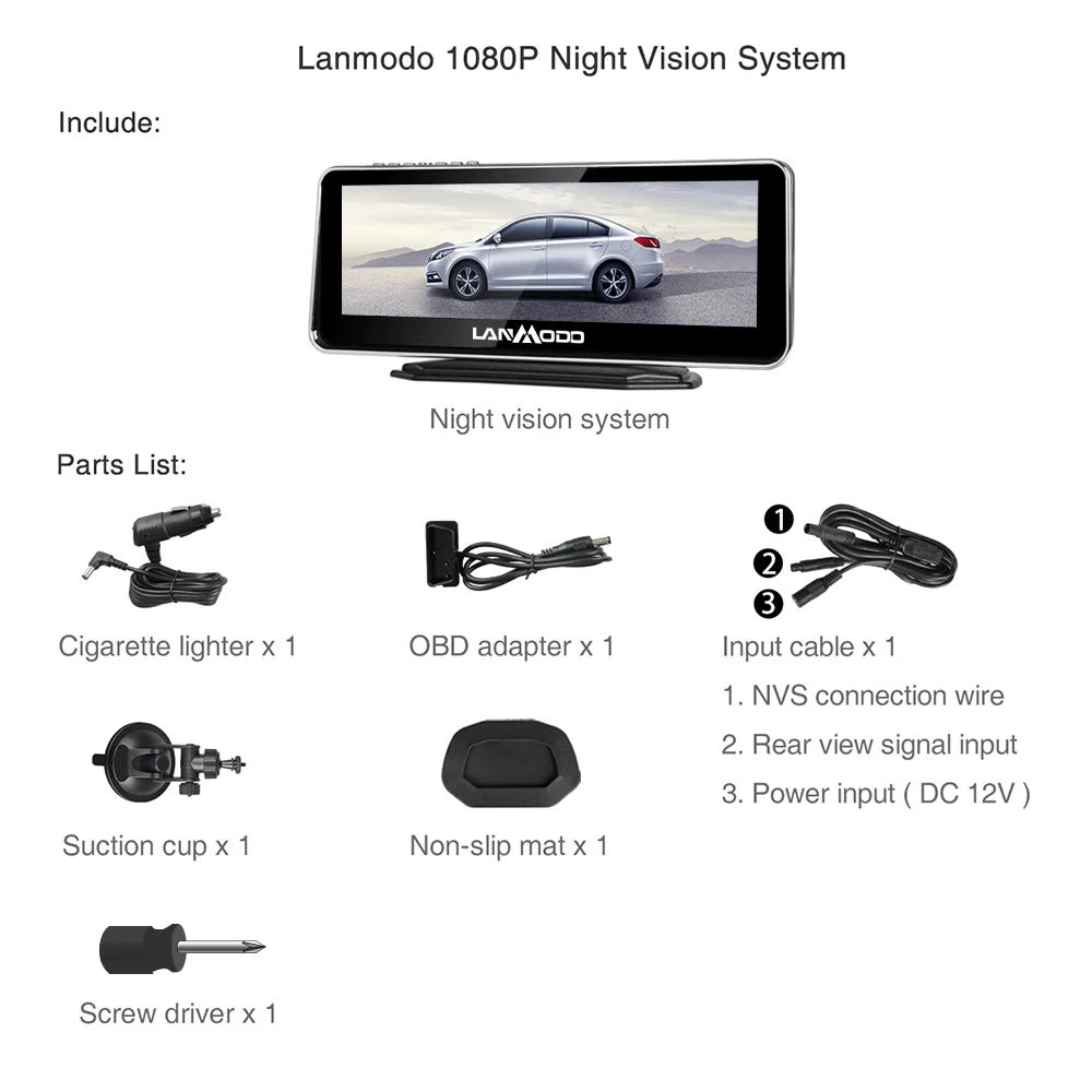 
Lanmodo Vast car dash camera for car driving black box Night Vision System 