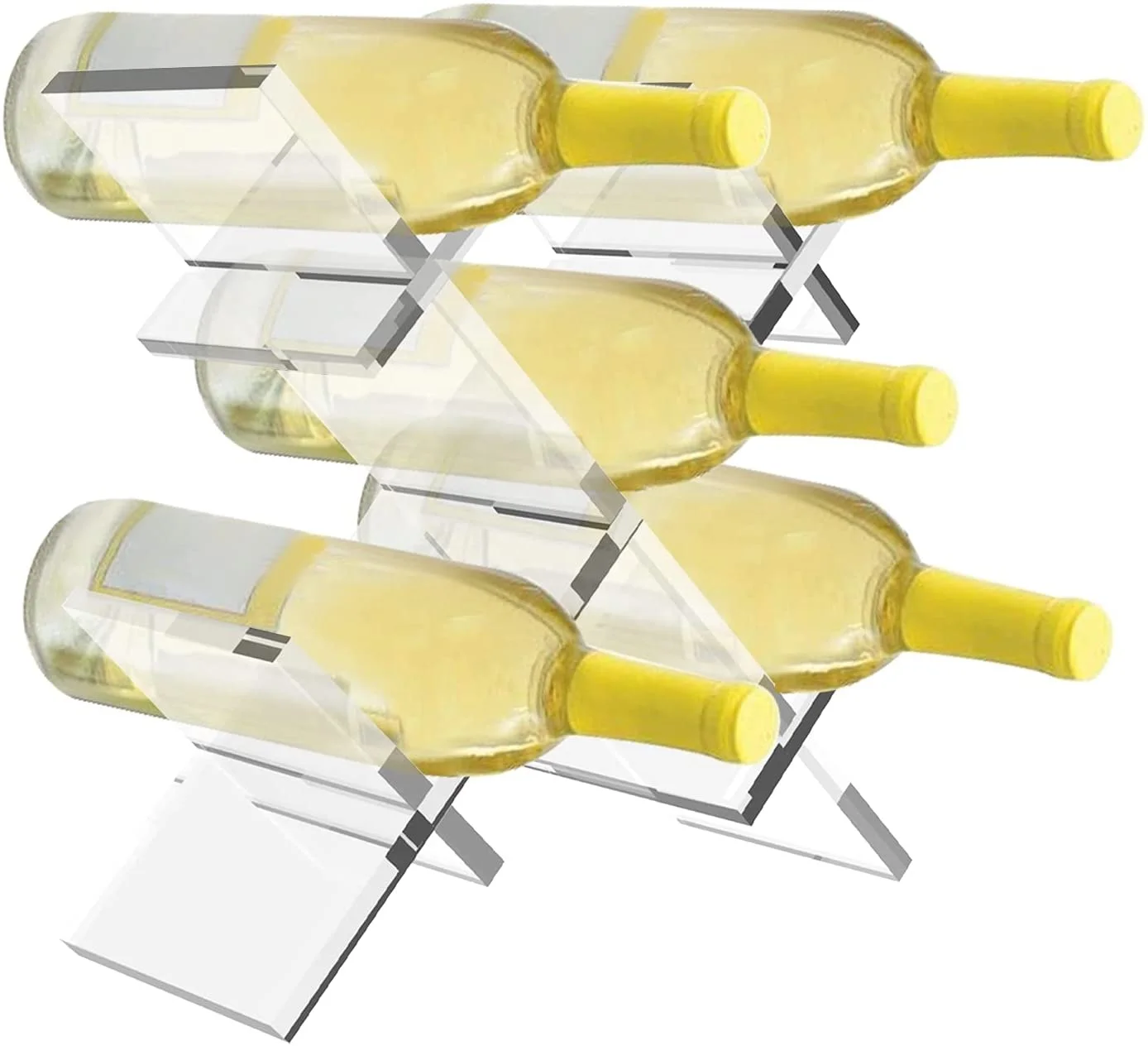 Wine Rack Countertop Lattice Freestanding Modern Transparent  Plastic Free Standing Tabletop Storage Acrylic Wine Bottle Stand