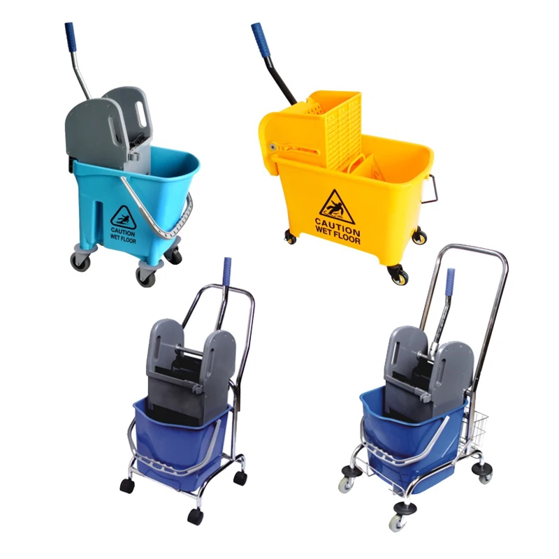 Hot selling Hotel cleaning cart trolley plastic industrial mop wringer bucket with squeezer