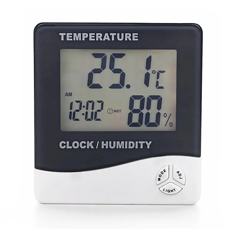 Mini Smart LCD Display Wall Mounted Clock Time Temperature Meter Digital Room Thermometer Indoor Hygrometer