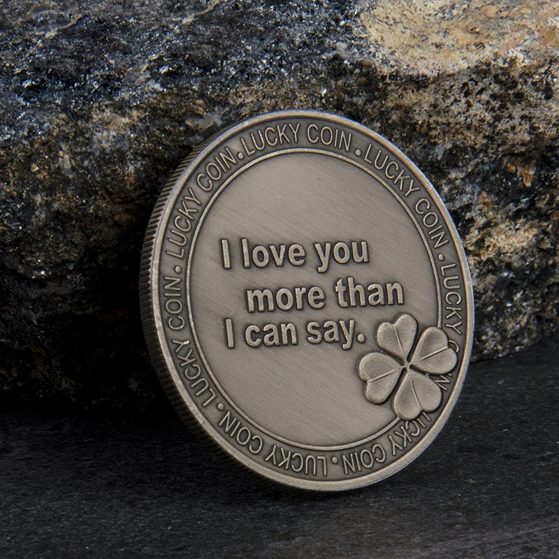 Fancy Round Antique Silver Embossed I Love You Souvenir Love Coin metal coin