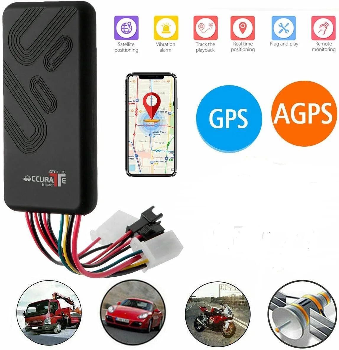 Car Vehicle Motorcycle GSM GPRS GPS tracker Free Real Time PC Tracking System 4 Band Tracking Device