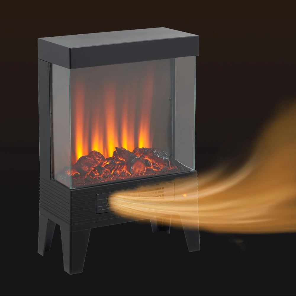 Built-in decorative wall recessed wall mounted glass panel insert electric fire place fireplace