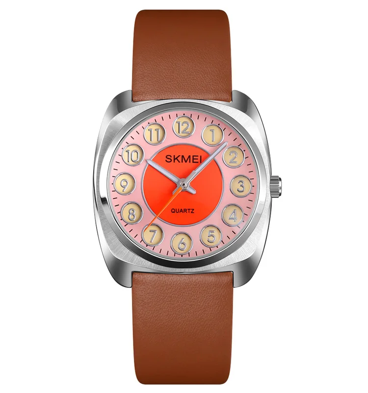luxury skmei Q029 watch with logo leather strap big face watches
