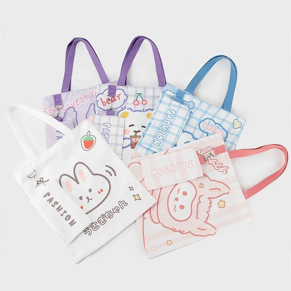 Custom Reusable Shopping 12oz Cotton Zipper Tote Cheap Wholesale Canvas Bags With Small Pouch