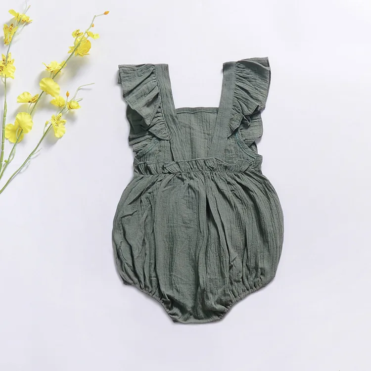 
Toddler Baby Boys Girls Fly Sleeve Romper Summer Muslin Cotton Jumpsuit Outfits Clothes Infant Rompers Clothing 