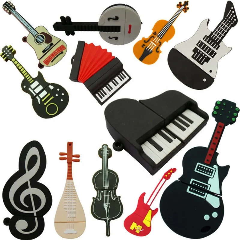 
Hot selling PVC rubber material usb 2.0 3.0 3D custom mold piano guitar usb flash drive 