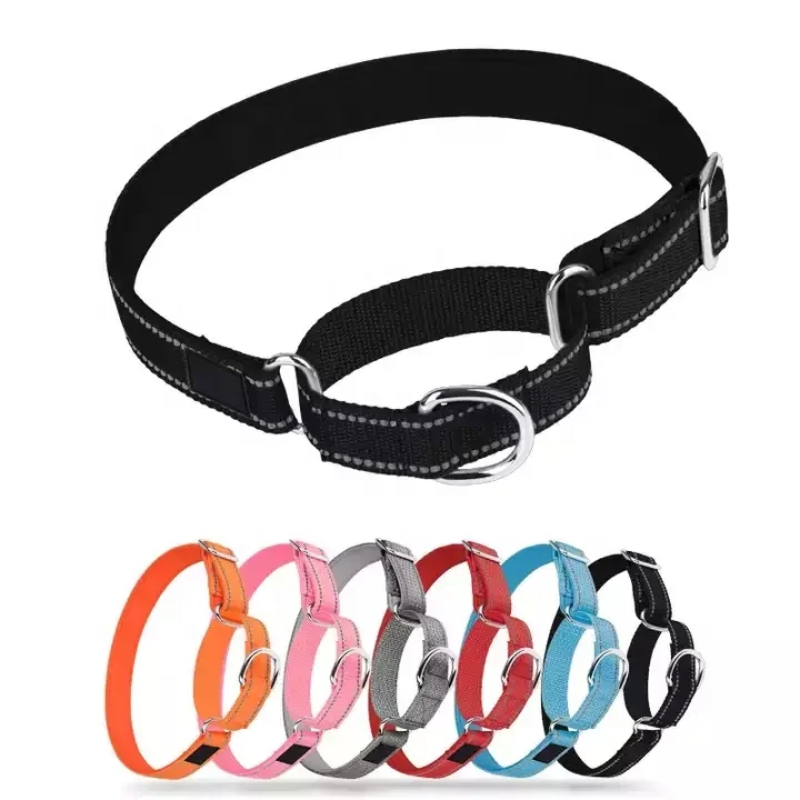 Adjustable Nylon Safety Training Choke dog collar,  Explosion Reflective Martingale Pet Dog Cat Collar