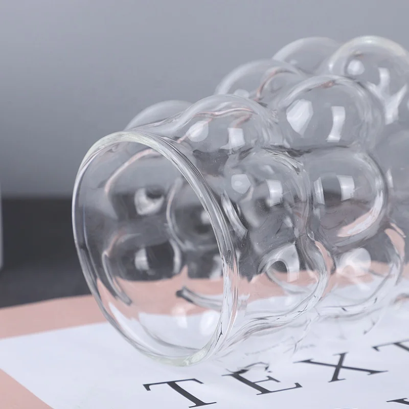 Unique Grape Design Candle Holders Cute Bud Vases Clear Glass Bubble Vases