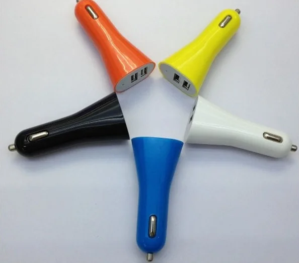 5V 2.1A Big Horn Shape 2 Port Dual Two USB Car Charger Adaptor