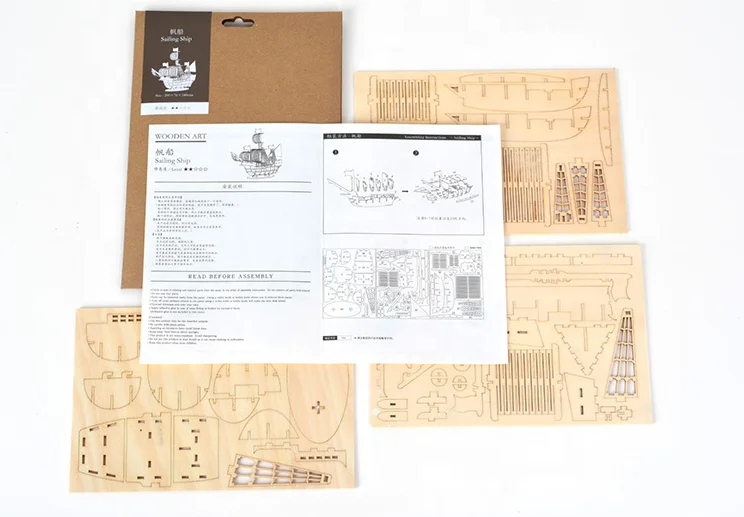 Factory Wholesale Customized Cheap 3d Wooden Boat Model Puzzle ODM OEM New DIY Wooden Model Puzzle Set Kids Handicraft Toys