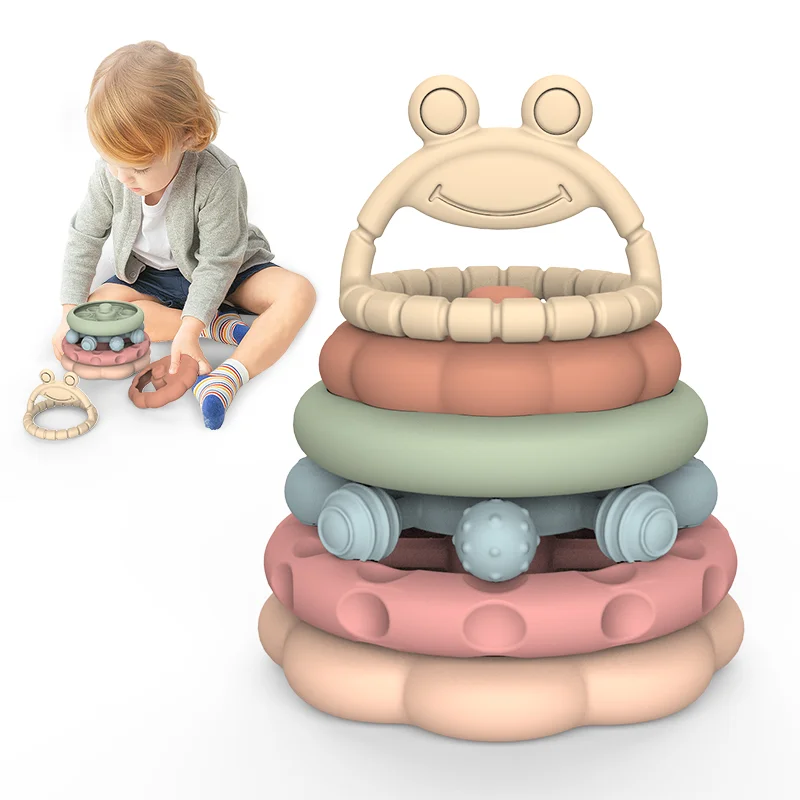 2025 New BPA Free Silicone Chewing Teething Children Stacking Toys Silicone Baby Montessori Toy