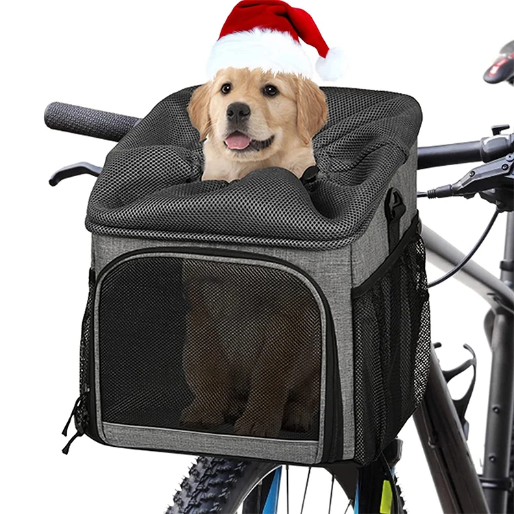 Dog Bike Basket Foldable Dog Bike Carrier Car Seat Pet Basket Soft-Sided Ventilated Dog Bike Carrier Backpack