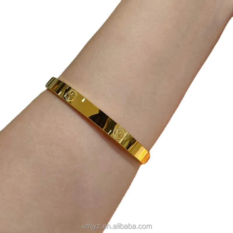 Certified In Stock Wholesale 5D Cyanide-Free Gold Bracelet Pure Gold 999 Bracelet Fashion 24K Gold Bracelet 54-65 Ring Size