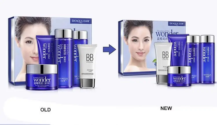 OEM/ODM BIOAQUA Blueberry Nourishing Five Pieces Set for Face Firming Moisturizing and Tender Skin Care Products