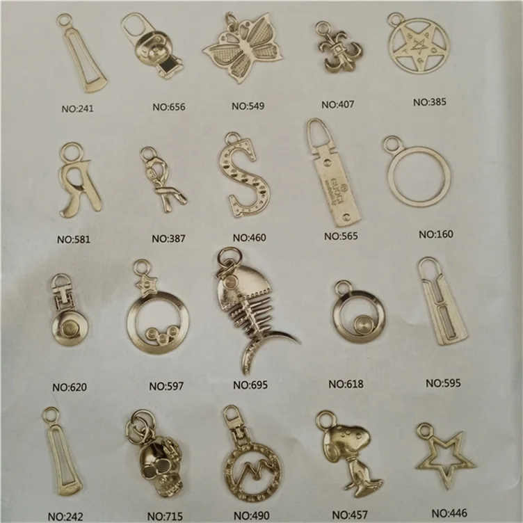 diamante rhinestone Christmas tree Leaf butterfly Skull cross cravat metal zipper slider puller pendant pull parts