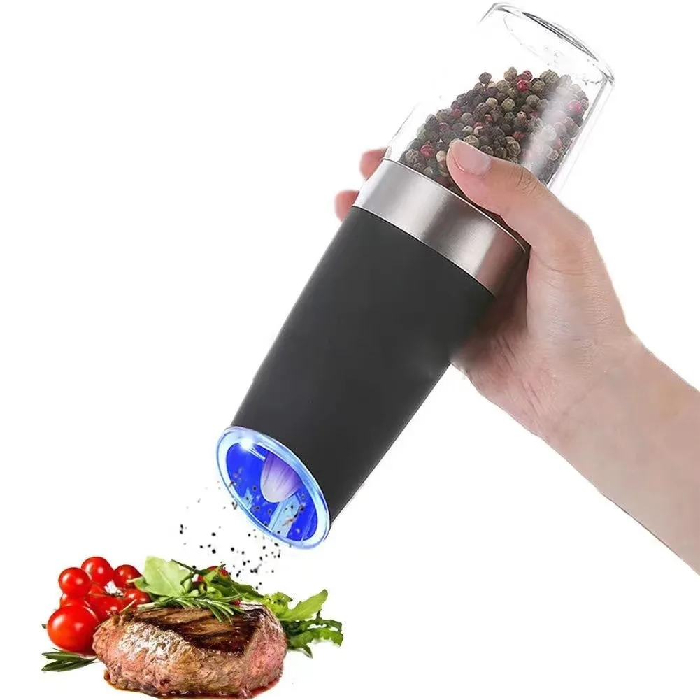 Gravity Induction Automatic Pepper Grinder with Adjustable Thickness Electric Pepper Grinder with Blue Light