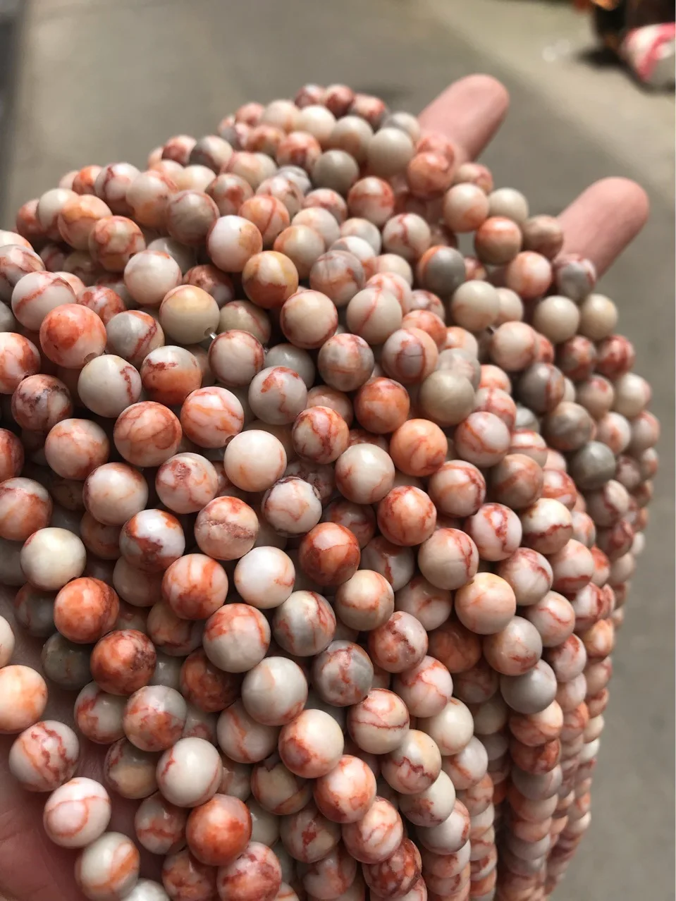 Red Web Jasper Wholesale Natural Gemstone Smooth Loose Round Red Lace Stripe Beads Red Web Jasper beads for Jewelry Making
