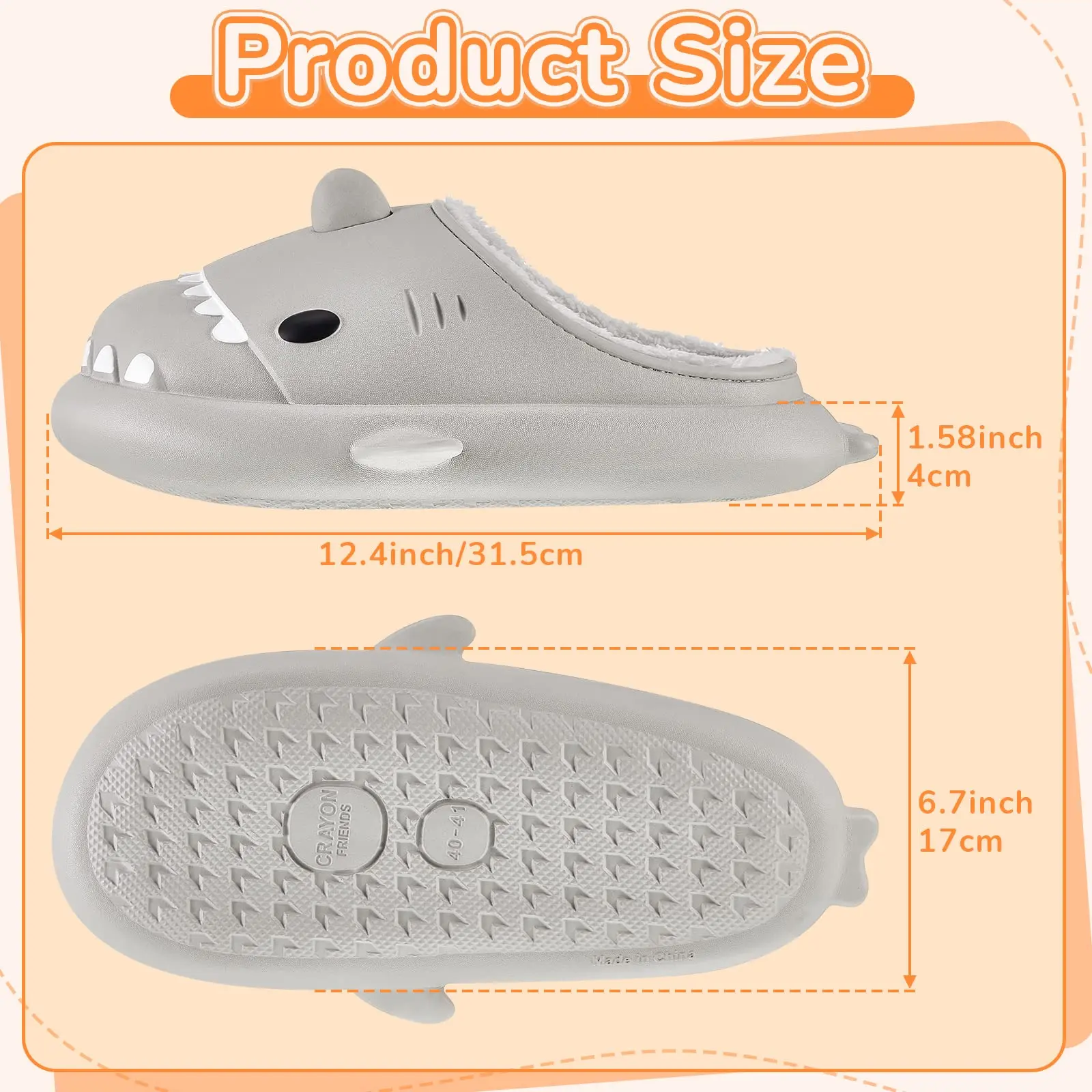 Winter Warm Cute Cartoon Slippers Fuzzy Plush Lining Slip Indoor Home Shoes Unisex Cloud Shark Slippers Slides for Women Men