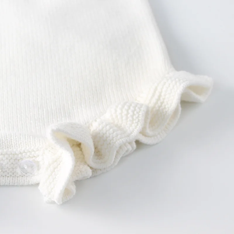 New White Newborn Toddler Spring Summer Sleeveless Sweaters Crawl Clothes Cute 100% Cotton Baby Knitted Romper(Old) With Buttons