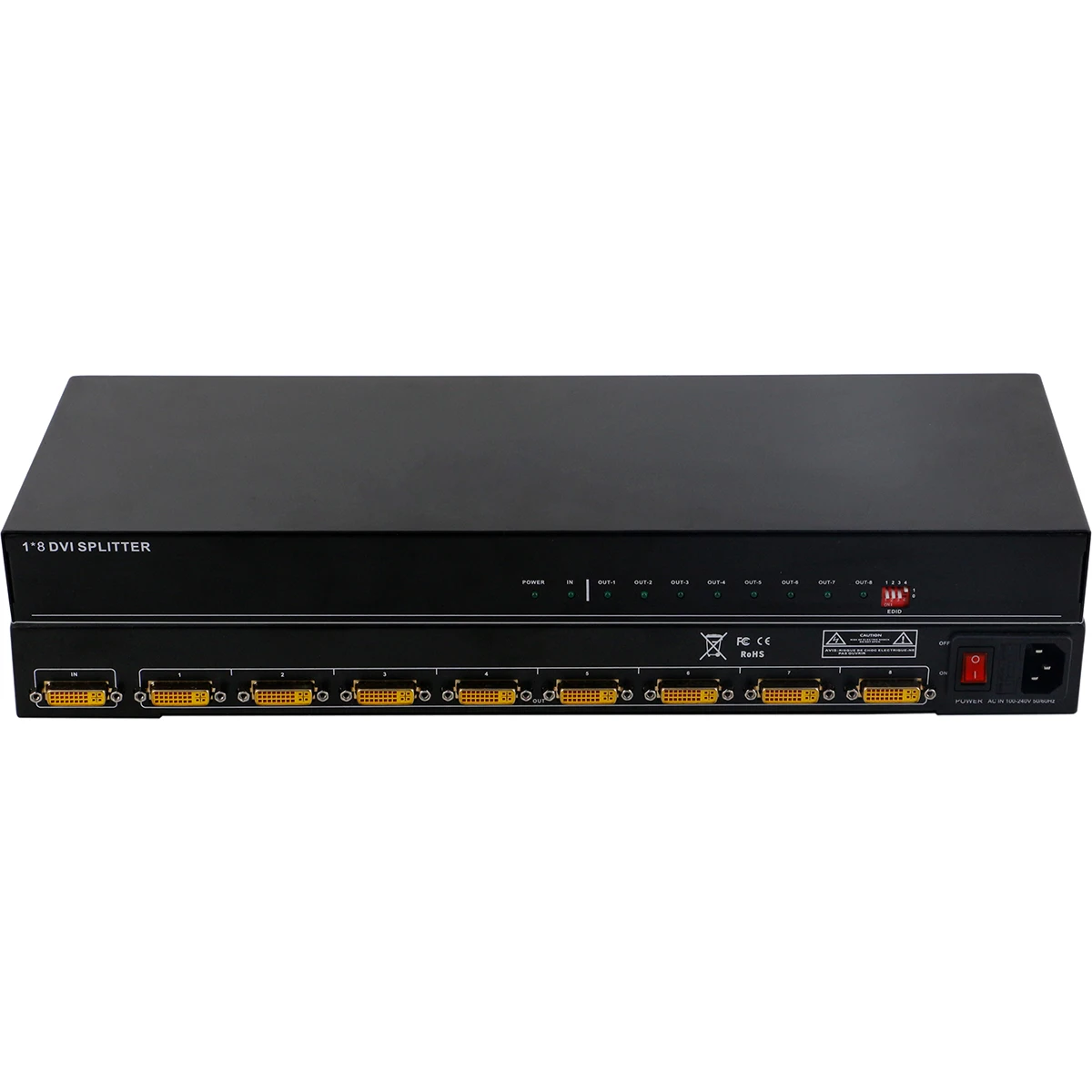 
Visual Led Indicators Spl-Dvi-0108E 1 To 8 Dvi Spliiter With Edid Management 