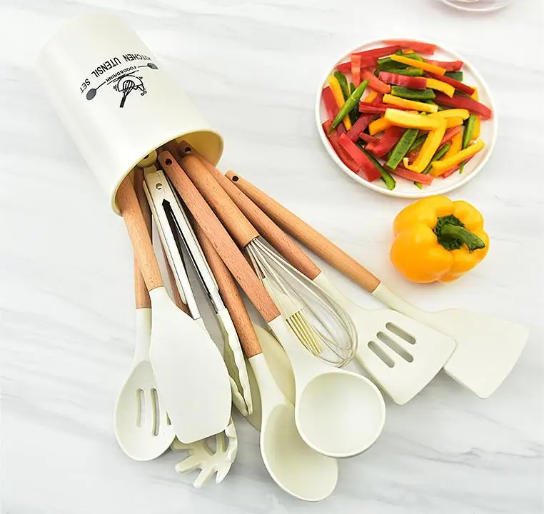 Wholesale Kitchen Utensils 12 Pieces Silicone Cooking Utensils Set Kitchen Utensil Set With Storage Holder