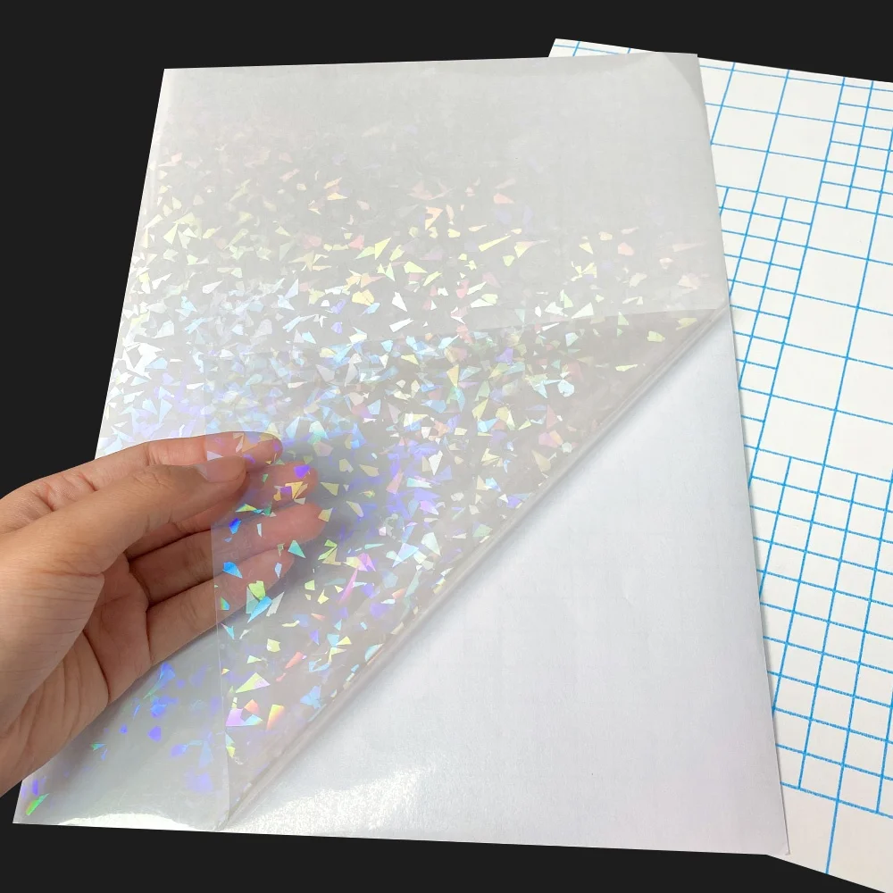 Self Adhesive Holographic Film  cat eyes Cold Lamination Film 3D Sheet Transparent Holographic Lamination Film