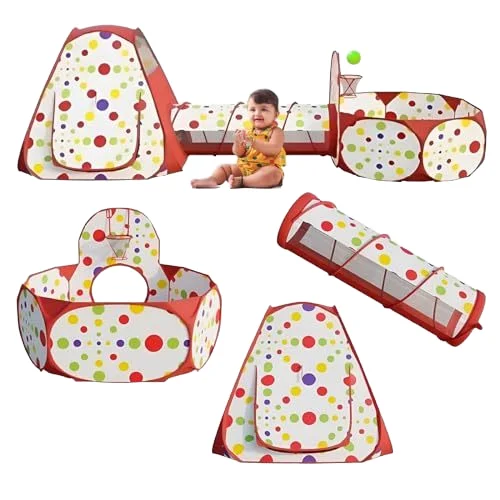 Big Hoop Design Baby Toddler Ocean Ball Pit Kids 3 in 1 Tunnel Teepee Tent Foldable Indoor Kids Toy Tent