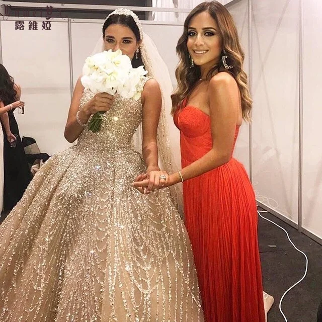 Wholesale indian women long train bride gown dress luxury wedding dress turkey manufacturers