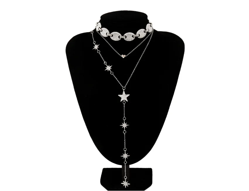 
XG1190 2020 Women new Elegant temperament heart - shaped simple star set necklace 