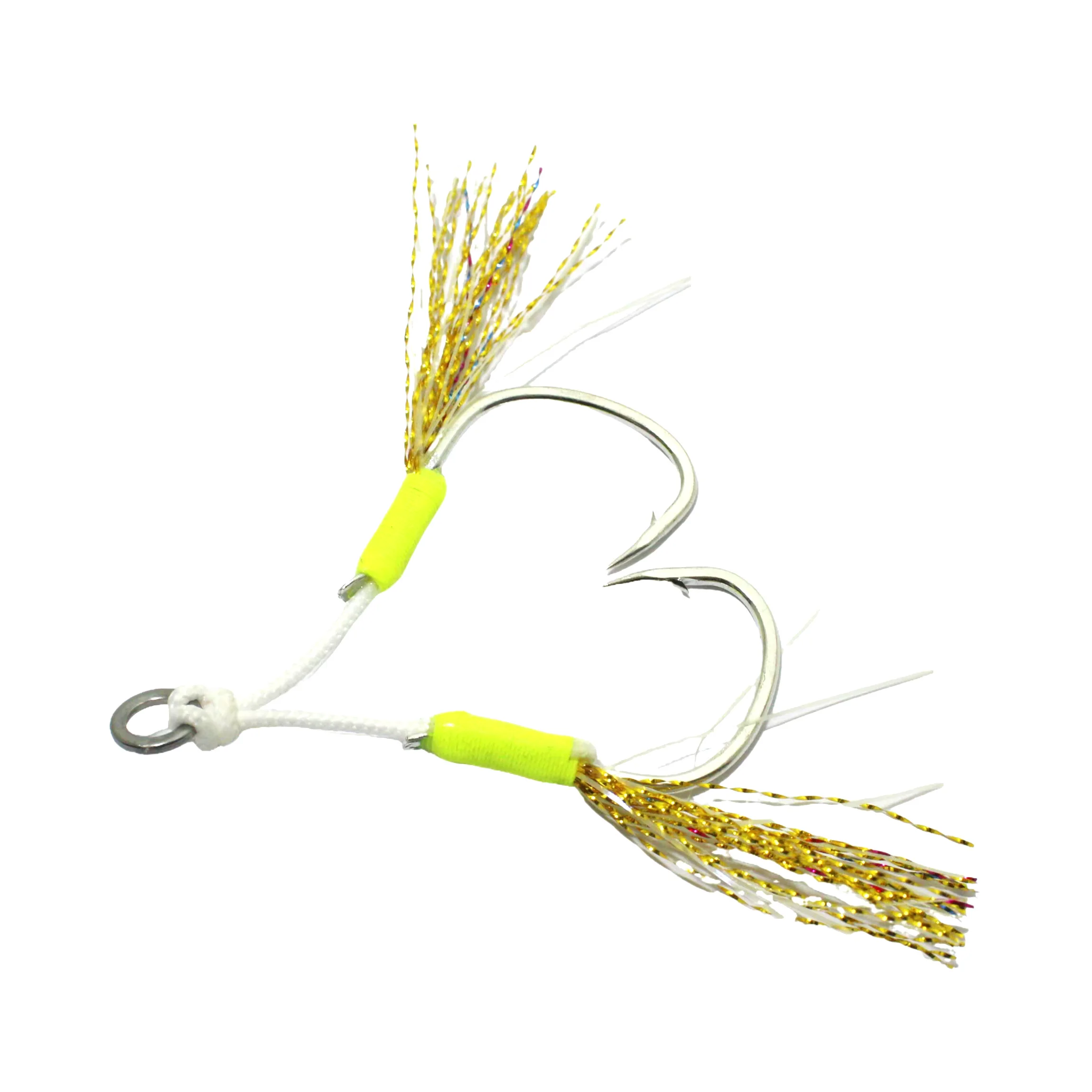 Double Assist Jigging Hooks High Quality Carbon Steel Sea Fishing Hook Super Strong Luminous Silk With Epoxy