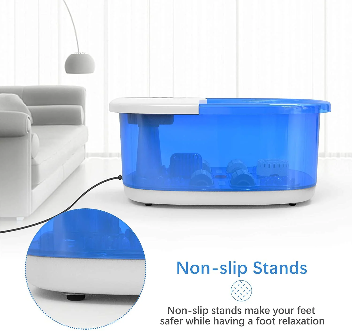 Air Bubble Foot Massage Basin Foot Spa Bath With Electric Heating Water And Large Massage Rollers