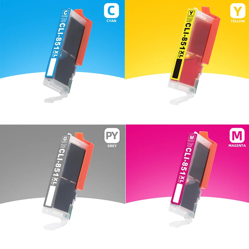 PGI850 CLI851 Premium Compatible Inkjet Ink Cartridge for Canon PIXMA IP7280 IP8780 IX6880 IX6780 Printer C-850 C-851