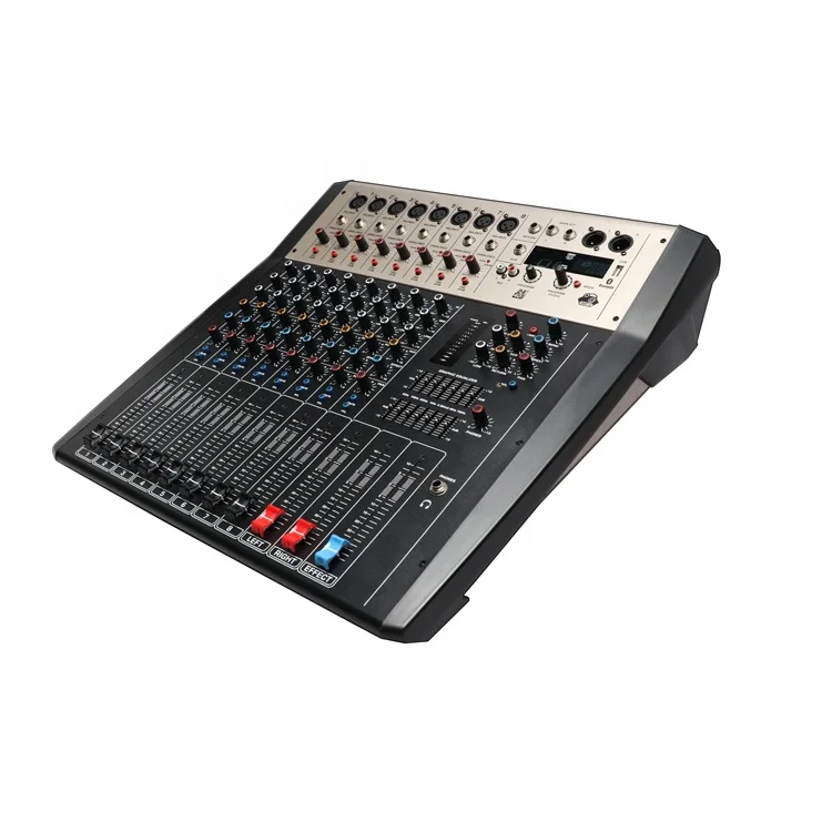 LV series High quality 2 x 350w 6/8 ch mixer with amplifier  audio powered mixer