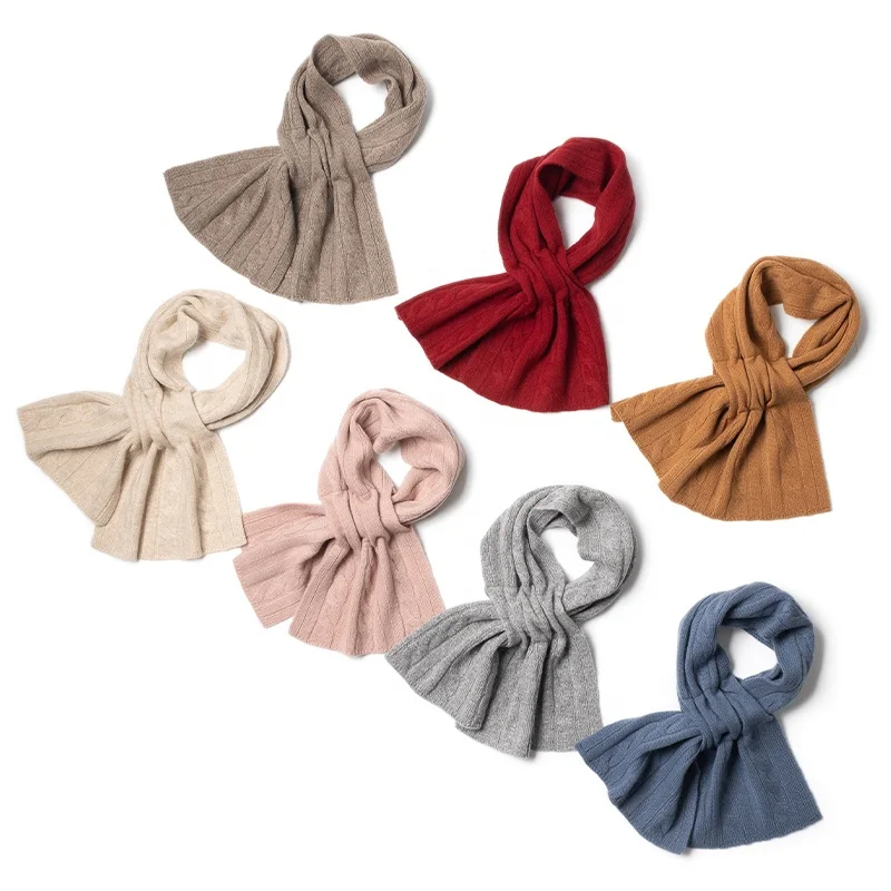 Best popular luxury cashmere warm fashion cable loop design cute scarf for women cashmere