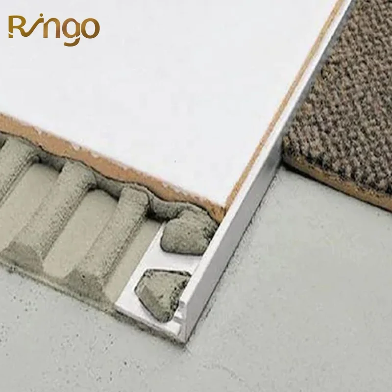 Flexible aluminum ceramic tile edging trim L shaped flooring angle profiles marble wall tile finishing strip in anodizing effect